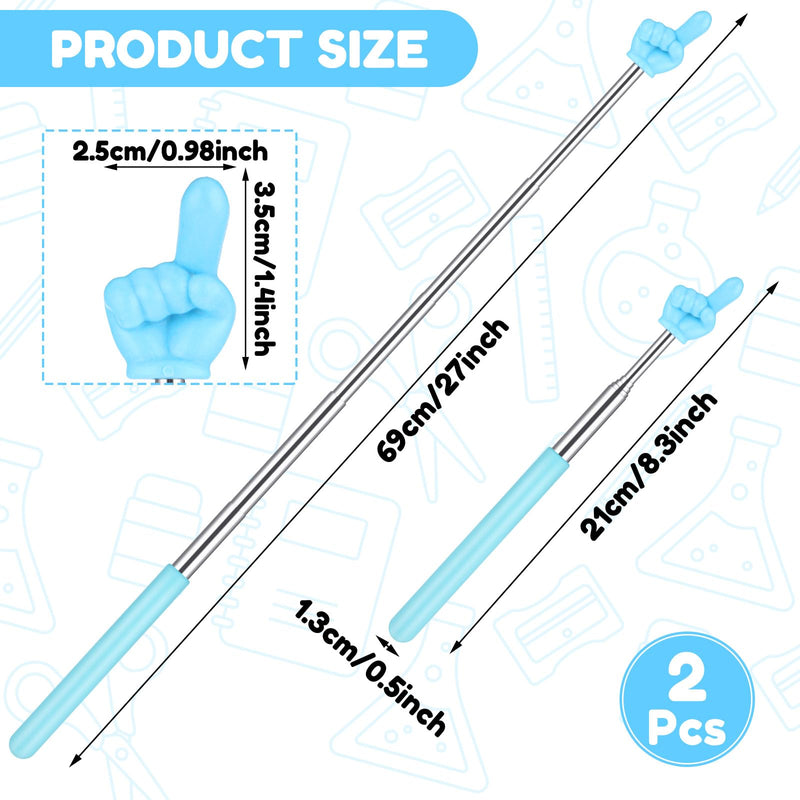2pcs Finger Pointer Stick, Teacher Pointer Stick Retractable Hand Pointers Sticks Extendable Mini Pointers Finger Classroom Essentials for Effective Presentations (Blue, Purple)