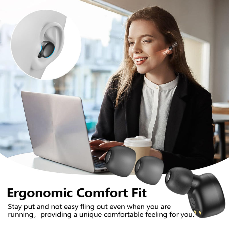 kurdene Wireless Earbuds Bluetooth 5.3 in Ear Buds Light-Weight Headphones,Deep Bass Sound,Built-in Mics Headset,Clear Calls Earphones for Sports Workout Small Light Black