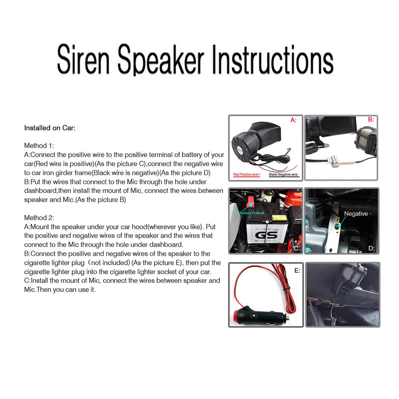 Car Siren Horn 7 Tone Sound Siren Police Mic PA Speaker Car System Emergency with Microphone Amplifier-100W Emergency Sound Electric Horn-12V