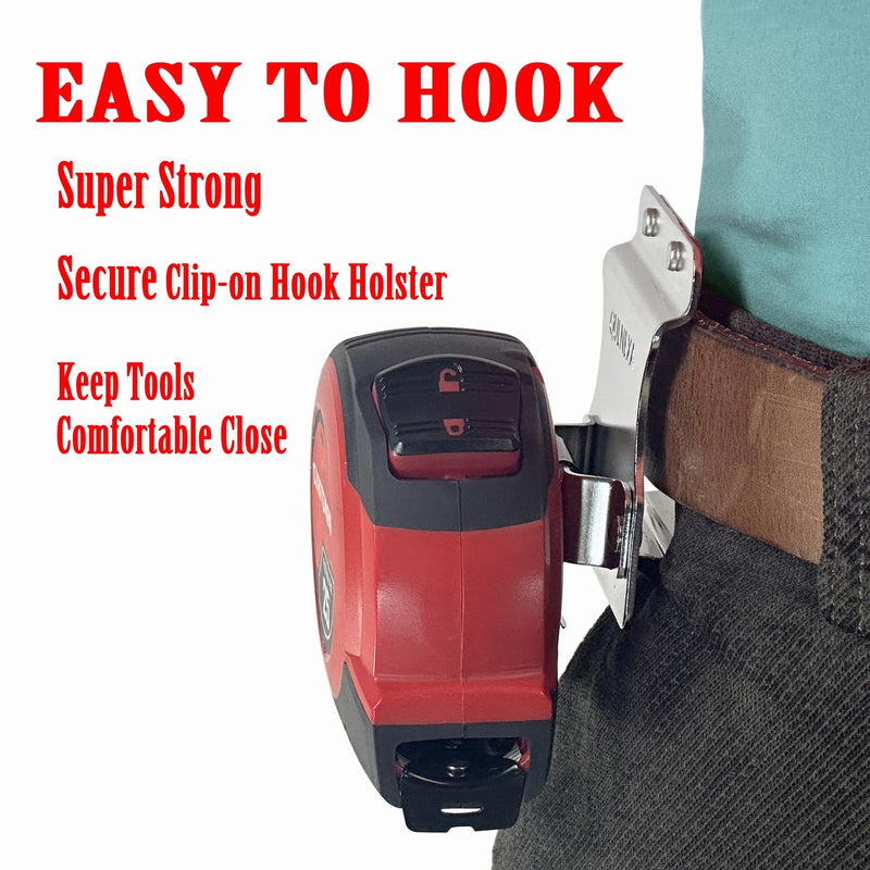 Tape Measure Holder for Belt, Leather Tape Tool Measure Holster, Occidental Leather Measure Belt Clip Tape Hoster-Silver