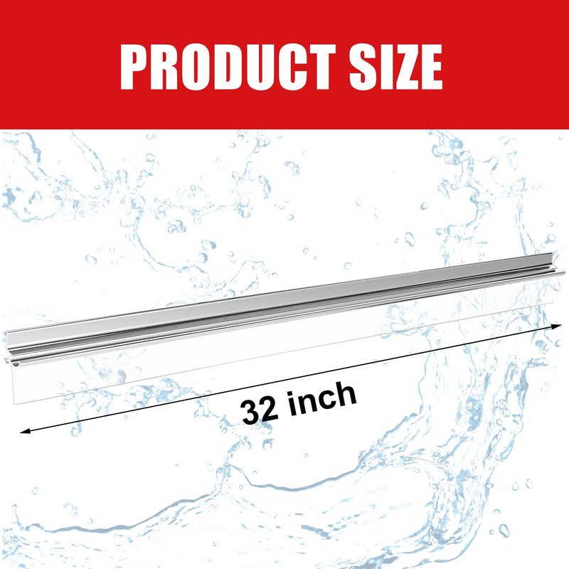 32" Chrome Framed Shower Door Replacement Drip Rail with Shower Door Bottom Sweep and 2 Applied Mounting Tape (32inch) 32inch