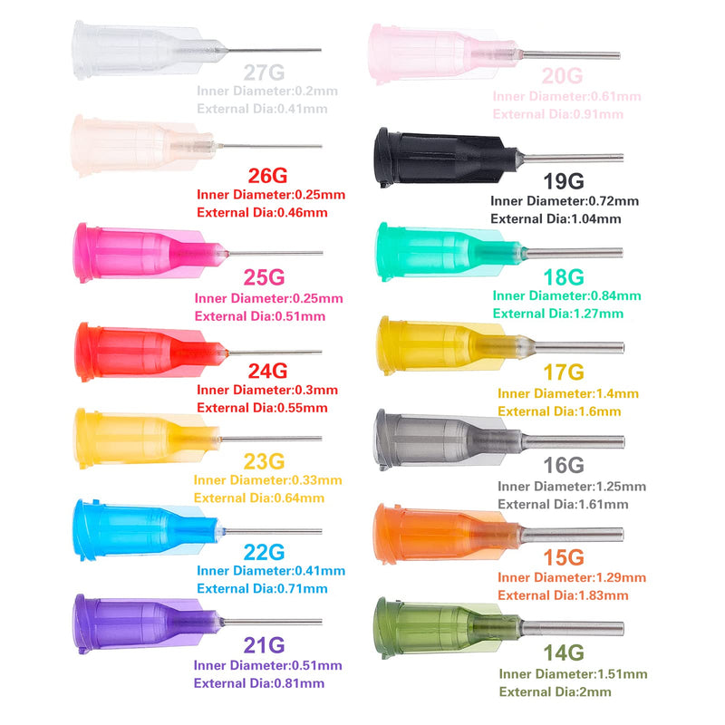 Syringe needle, syringe needles with blunt tip, 70 pieces dispensing needle kits, plastic tapered dispensing needles, cannulas blunt, cannulas, disposable cannulas, blunt cannulas (14 different sizes)