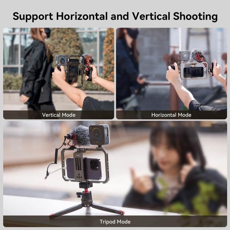 SmallRig Universal Phone Cage, Smartphone Video Rig Kit with Handles, Handheld Filmmaking Vlogging Case Stabilizer for Videomaker, for iPhone for Samsung for Pixel and Other Android Phones Cage w/ Dual Handles