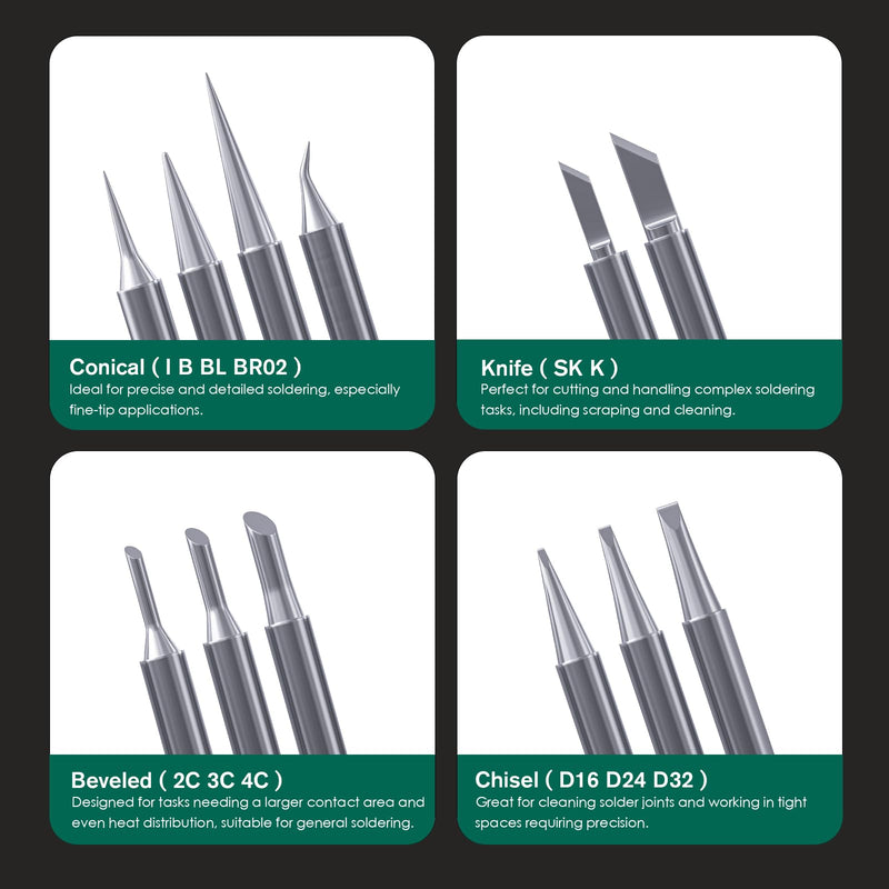 HANGLIFE T18 Soldering Iron Tips with Tip Holder for Hakko FX-888D FX-888 FX8801 FX-600, and More Soldering Stations/Guns - Replacement Solder Tips for Welding Equipment & Accessories (12 pcs) Kit 1 With Holder