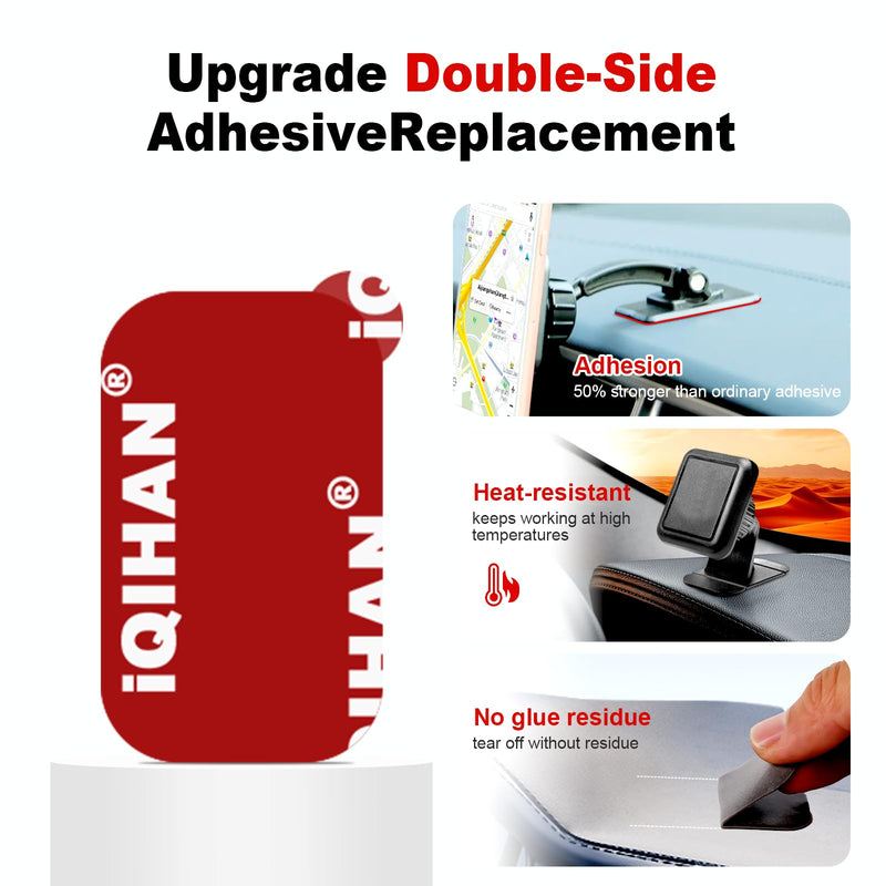Sticky Adhesive Tape Replacement for Car Dashboard Magnetic Phone Mount Holder Base, 8pcs Rectangle Heat Resistance Double Side-Tape Sticker Pads for Magnet Car Phone Cradle & Windshield Dash Cam