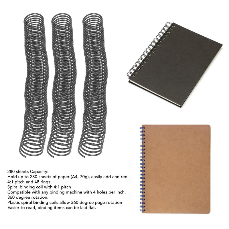 20Pcs Plastic Spiral Binding Coils 32mm Diameter 48 Teeth 4:1 Pitch 280 Sheet acity Binding Spirals for Document Binding Covers Office Supplies Products Accessories