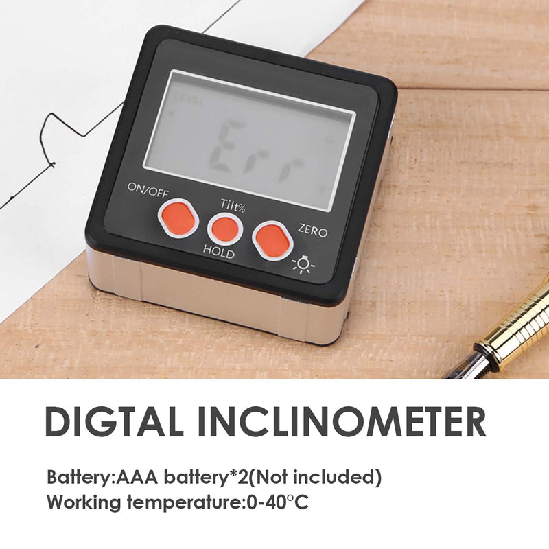 iFCOW Digital Inclinometer Protractor, Waterproof Precise 4 x 90 Degree Protractor with Magnetic Base and Backlight Black
