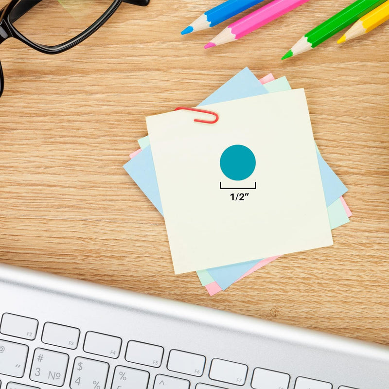 ChromaLabel 0.50 Inch Round Label Permanent Color Code Dot Stickers, 1000 Labels per Roll, Teal