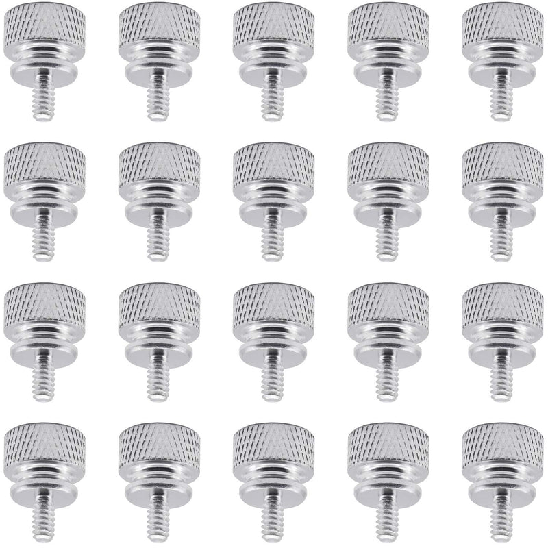 20 Pieces 6#-32 Computer Case Screws, Anodized Aluminum Thumbscrews, Fully Threaded Knurled Thumbscrews, Thumb Screws (Silver) Silver