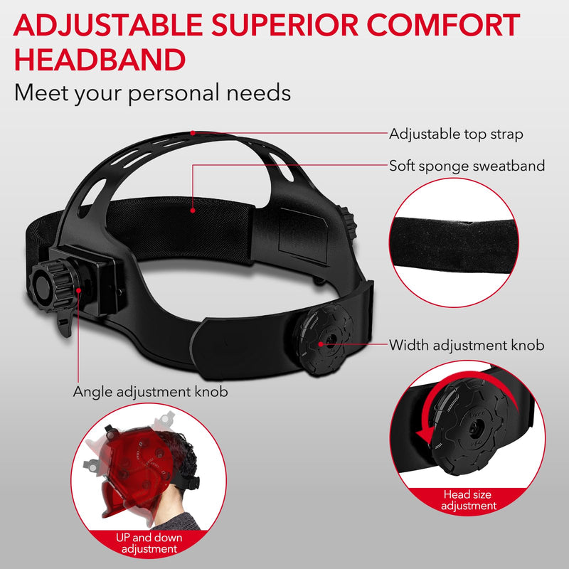 TRQWH Welding Helmet with Light True Color Auto Darkening Welding Helmets for Men Solar Powered Welding Hood with 2 Arc Sensor Wide Shade 4/9-13 for TIG MIG ARC Cool Welder Mask TRQ-HS03
