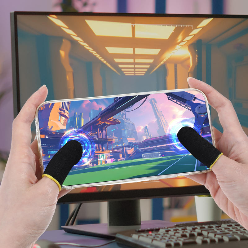 30 Pcs Carbon Gamer Finger Thumb Sleeves Mobile Gaming Smooth Operation Stabilizer Sweatproof Breathable Thin Compression Support Glove Protector Seamless Screen Finger Cover