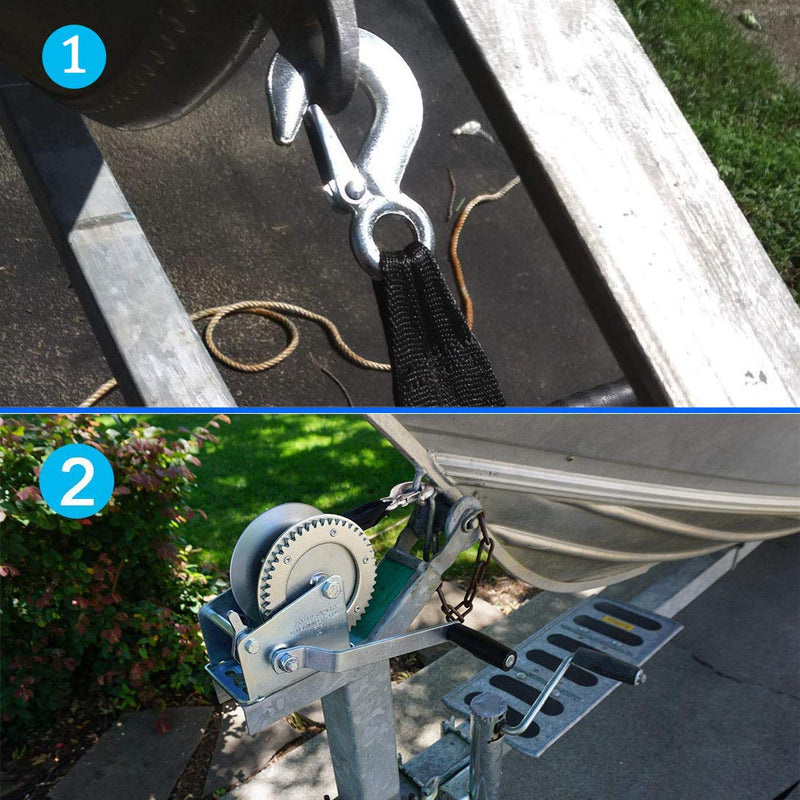 Marine Boat Trailer Winch Strap with Hook, Marine Winch Strap Replacement for Boat Jet Ski Loading, Launching and Retrieving ¡­