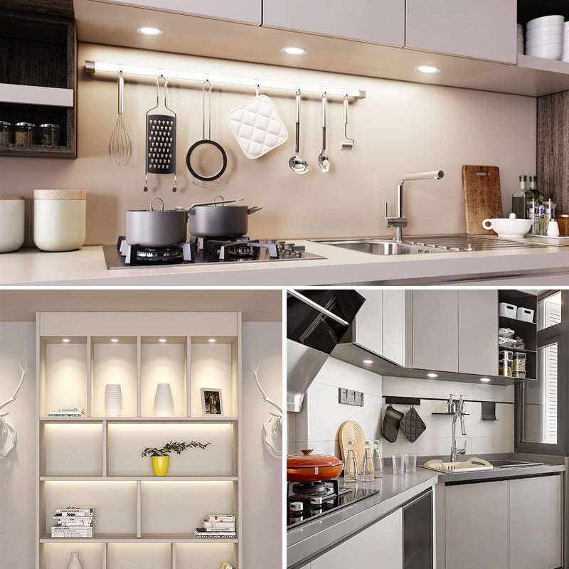 KYOTECH LED recessed furniture light dimmable 230V 4W 4000K warm white G4 LED 300LM bulb furniture recessed spotlight, drill hole 54-58mm and 20mm flat, brushed stainless steel nickel set of 3