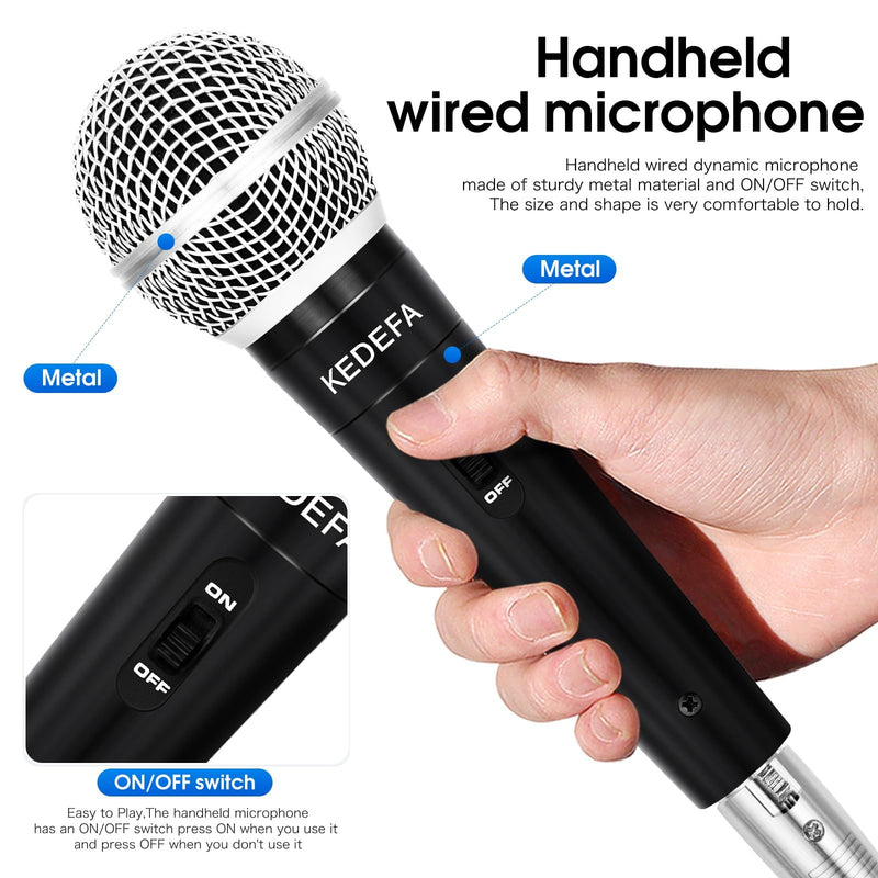 KM88 Handheld Wired Karaoke Microphone, Super Cardioid Dynamic Vocal Mic with 13.12ft Detachable XLR Audio Cable and ON/Off Switch, for Karaoke Singing Machine, Speaker