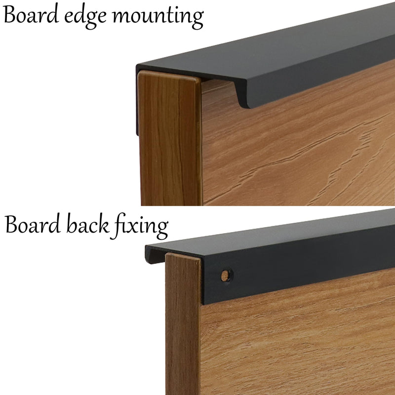 Edge Pull Handles for Cabinets, 13.78 Inch Aluminum Alloy Finger Tab Pulls, Concealed Drawer Handles for Kitchen, Dresser, Wardrobe, 10 Inch Hole Spacing, 6Pcs Black Edge Pulls 350mm/13.78" Straight Edge
