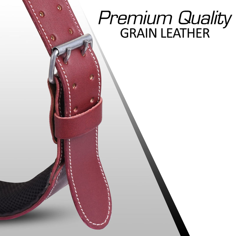 FUERI Premium Leather Work Belt | Adjustable Tools Work Belt for Suspender and Pouches with Padding Covered with Mesh for Carpenter, Electrician, Framer, Mechanic (Maroon) Maroon