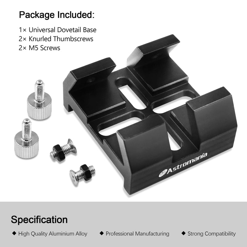 Astromania Universal Dovetail Base for Finder Scope - Ideal for Installation of Finder Scope, Green Laser Pointer Bracket Hole Spacing 10.2-30.2MM