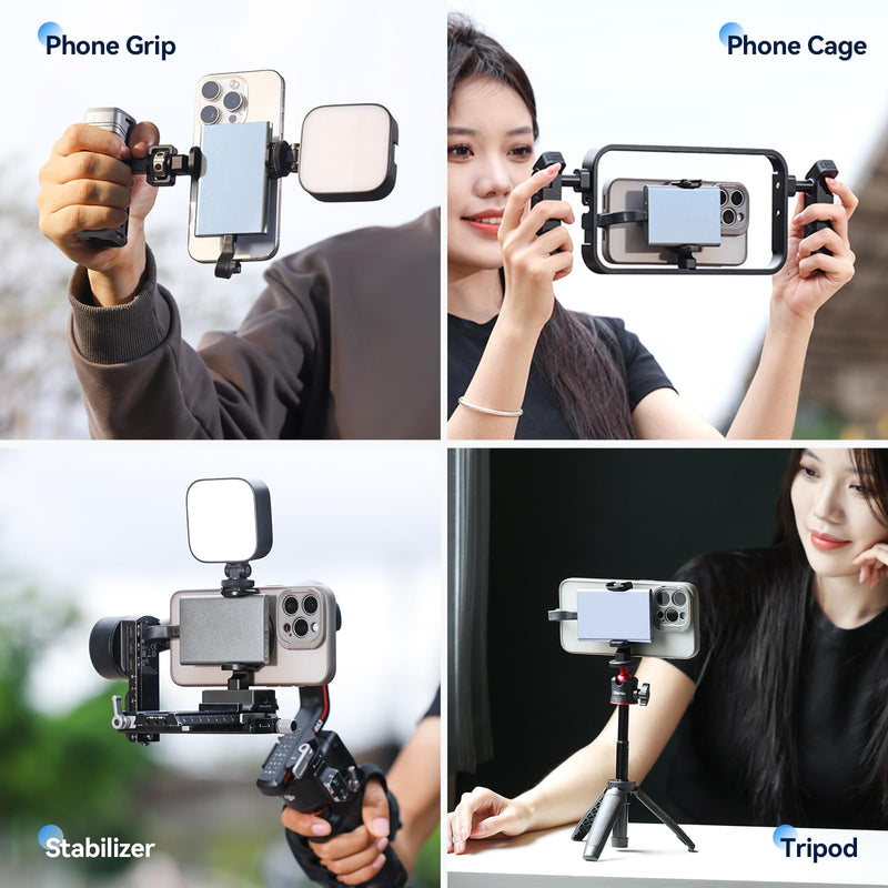 ULANZI MG10 Magnetic Phone Tripod Mount Adapter with Hard Drive Holder Clamp, Phone Tripod Mount Holder with Cold Shoe for iPhone 15 14 13 12 Pro Max Pro Plus Mini and MagSafe Case