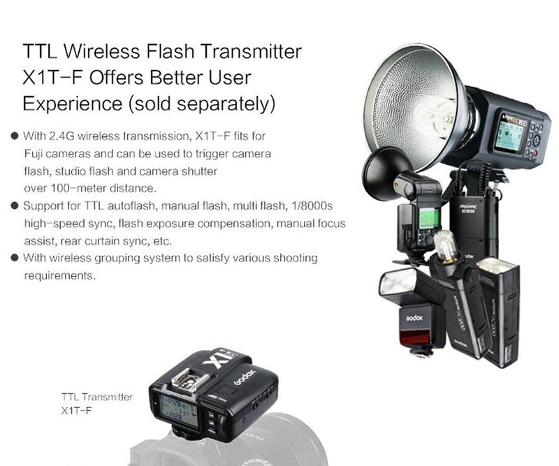 Godox TT350F 2.4G HSS 1/8000s TTL GN36 Camera Flash Speedlite for Fuji Cameras X-Pro2,X-T20,X-T2,X-T1,X-Pro1,X-T10,X-E1,X-A3,X100F,X100T