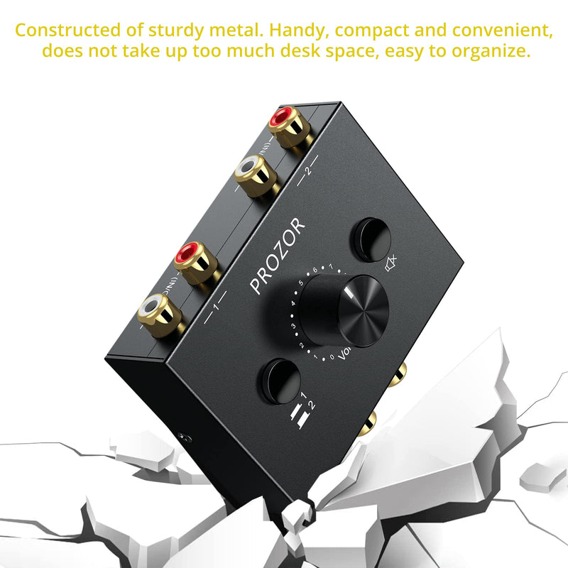 PROZOR 192KHz Digital to Analog Audio Converter - Upgrade Volume Adjustable + RCA Stereo Audio Switch 2 in 1 Out R/L Stereo Audio Switch 1 in 2 Out Stereo Audio Splitter with Mute Button and No Extern