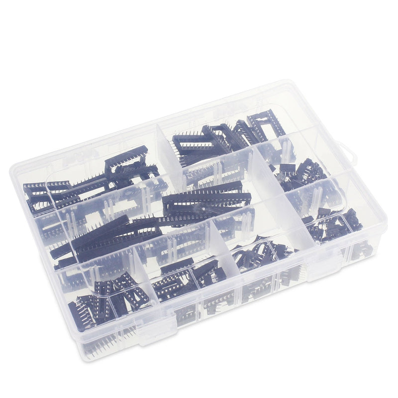Aussel 100pcs 2.54mm Pitch Dual Row DIP IC Socket Solder Adapter Set 6, 8,14,16,18,24,28,40 Pin