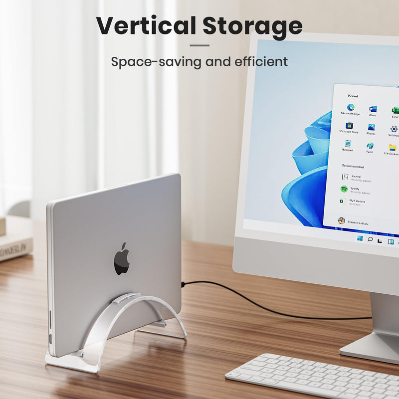 Acrylic Vertical Laptop Stand for Desk,Acrylic Invisible Desktop Notebook Dock,Vertical Laptop Holder Space-Saving Organizer for All MacBook, Surface, Samsung, HP, Dell Single Slot Clear