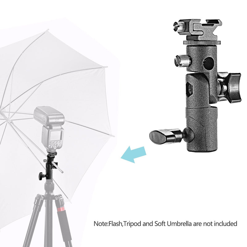 Neewer Professional Universal E Type Camera Flash Speedlite Mount Swivel Light Stand Bracket with Umbrella Holder for Canon Nikon Pentax Olympus and Other Flashes, Studio Light, LED Light(2 Pack) 2 Pack