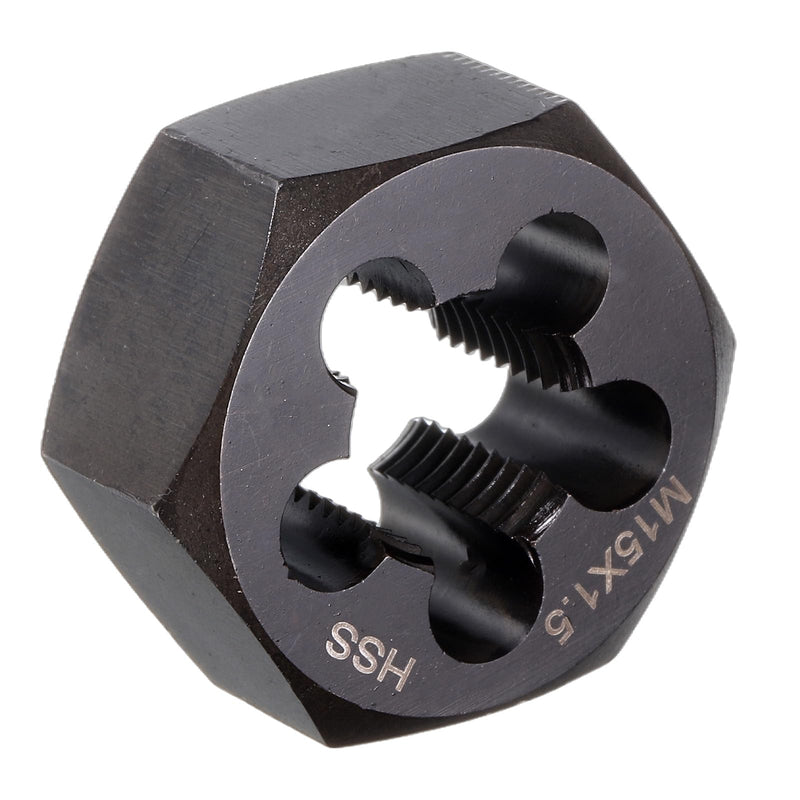 QUARKZMAN Hex Thread Die M15 x 1.5 Metric Thread Right Thread High Speed Steel Post Cutting Tool Tap Repair Tool