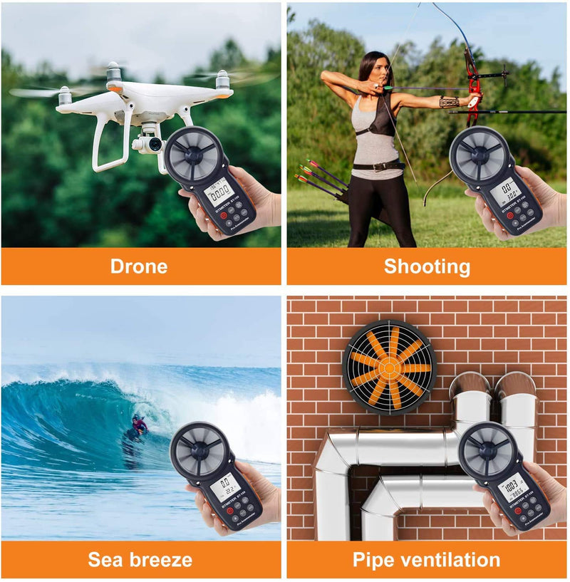 BTMETER BT-100 Digital Anemometer Handheld Anemometer Wind Speed Meter Gauge, Precise measurement of wind speed (CFM) with MAX/MIN/AVG, LCD backlight for shooting BT-100 anemometer