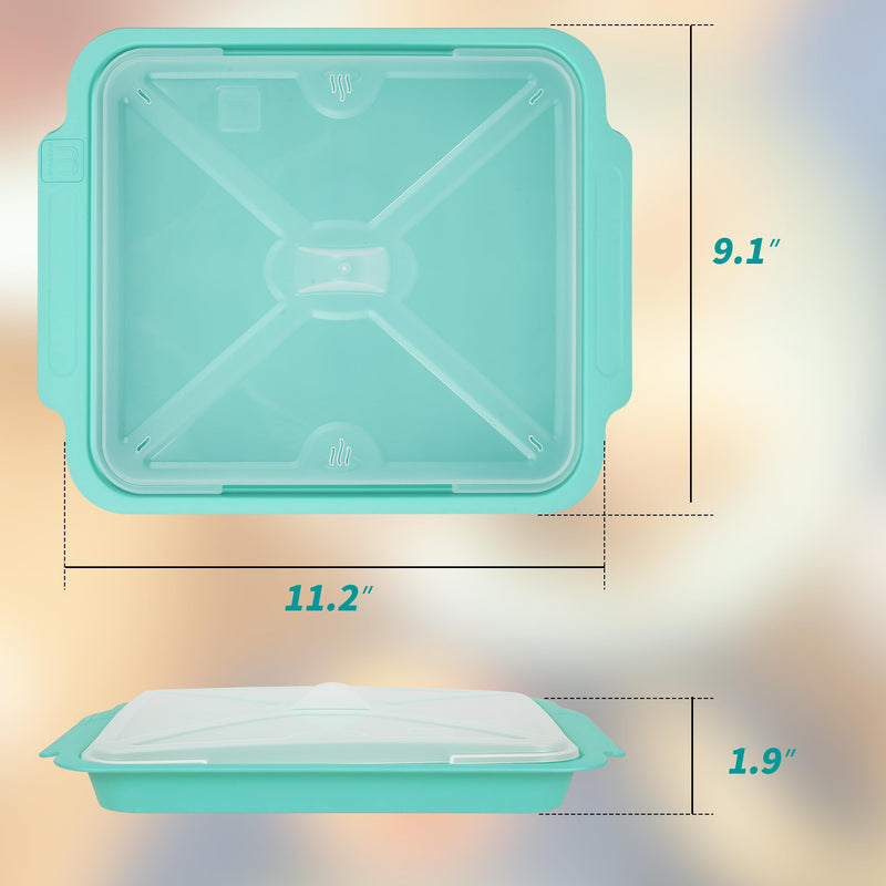 MMUGOOLER 2 Pack Microwave Easy Bacon Maker/Cooker with Lid, Safety, Quick and with No Mess, 11.3“ L x 9.0" W x 2.4" H- Blue
