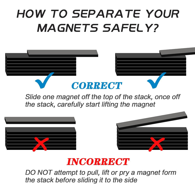 MIKEDE Small Bar Neodymium Magnets,Rectangular Rare Earth Magnet for Crafts, Heavy Duty for Science Experiments STEM Projects,Refrigerator, Tool Storage, Whiteboard, DIY,Black,60x10x3mm,50P 60x10x3 mm Black 50