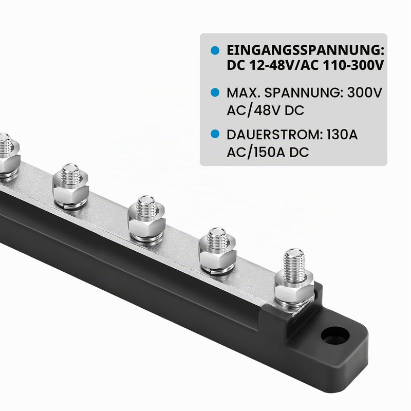 QIMEI-SHOP Busbar 12V-48V DC Busbars Distribution Block Power Distribution Block 150A Busbar with 6 x M6 Connection Bolts for Car RV Boat Black M6 Black