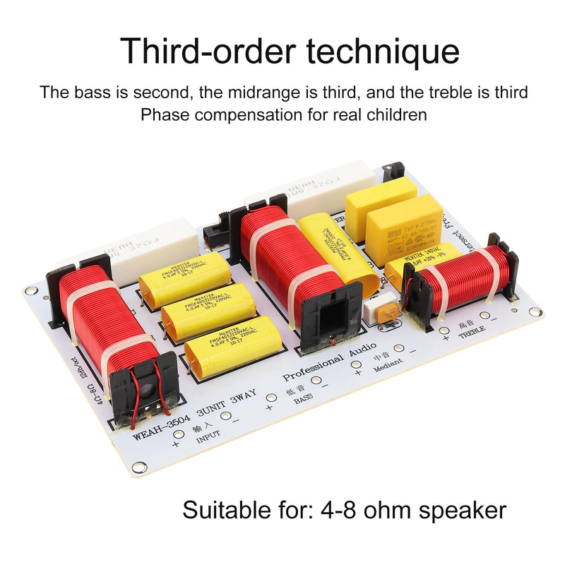 3 Way Speaker Crossover, 350W 3 Way 3 Speaker Unit HiFi Home Speakers Audio Frequency Divider Crossover Strainers Yellow