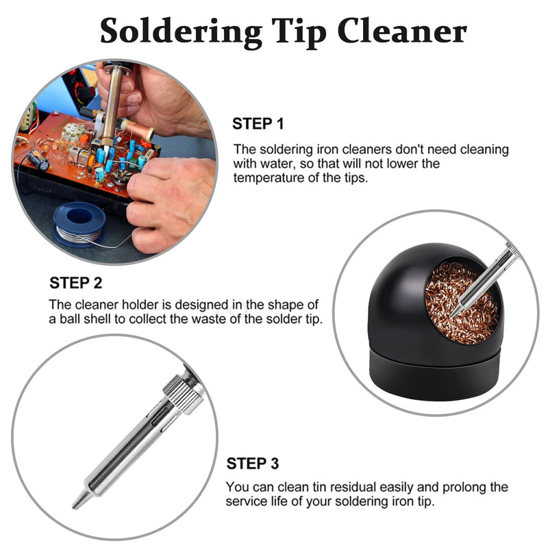 GZLCEU Pack of 2 soldering tip cleaners, metal soldering sponge with 4 soldering tips cleaning ball, dry sponge, metal wool for cleaning soldering iron tips