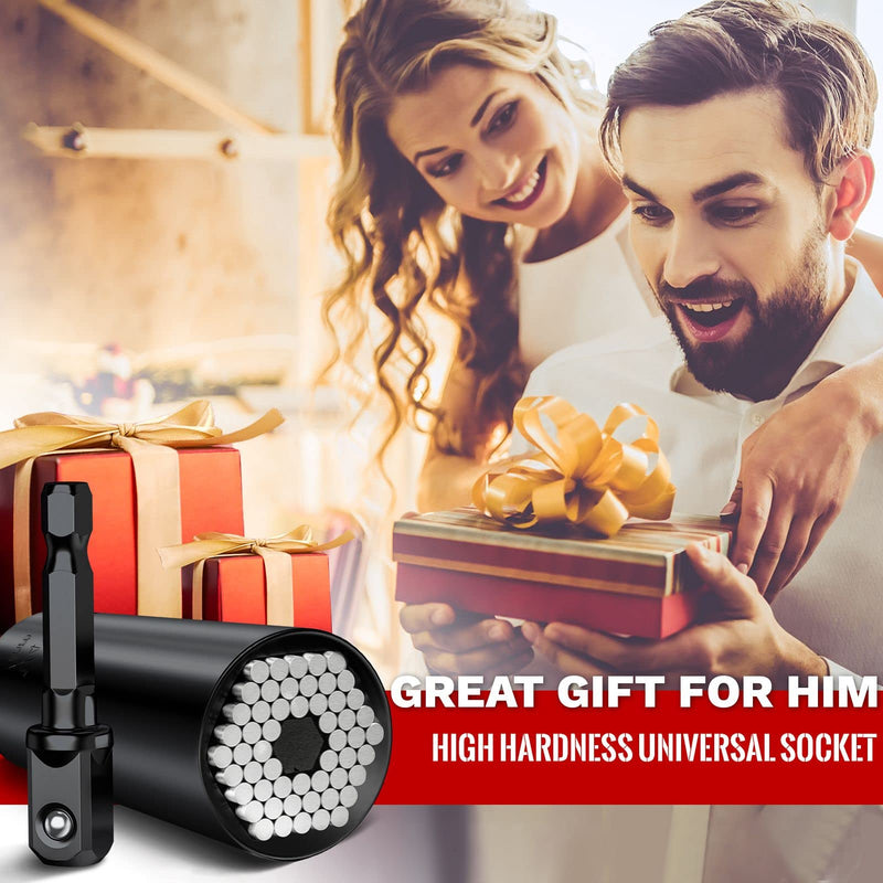 Universal Socket Tool, Super Socket Unscrew Any Bolt, Adjustable Socket Drill with Adapter, Christmas Stocking Stuffers for Him, Men, Kids, Boyfriends, 2 PCS, Black 2 Set