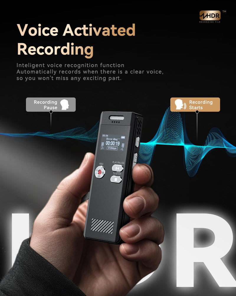 64GB Digital Voice Recorder,Voice Activated Recorder with Playback,Voice Recorder for Lectures,HD Dual Mic Tape Recording Device,Sound Audio Recorder with Line-in