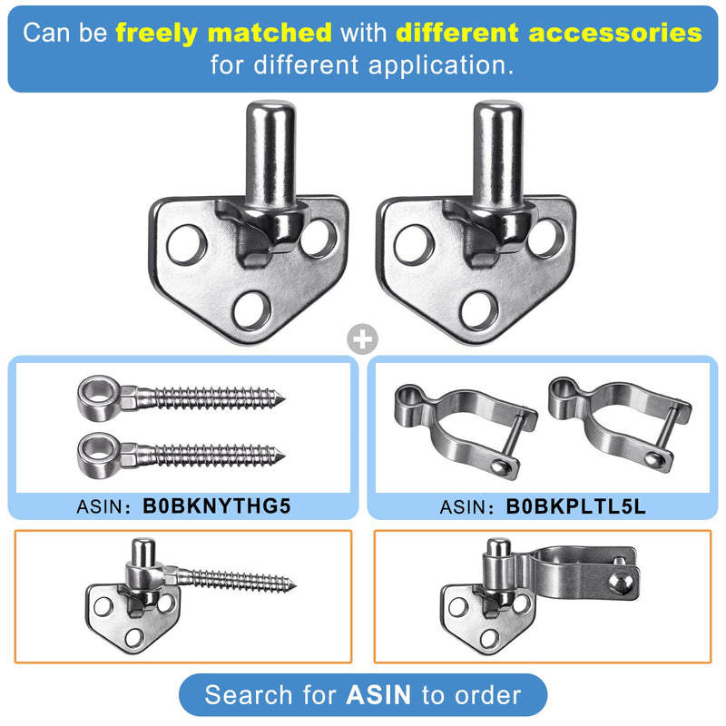 Insaga 304 Stainless Steel Gate Hinges Heavy Duty, Non-Welded Gate Hardware, 2pcs Wall Mount Gate Hinge, Chain Link Gate Hinge with 5/8'' Hinge Pin, Horizontal Design Horizontal Hinge-2pcs