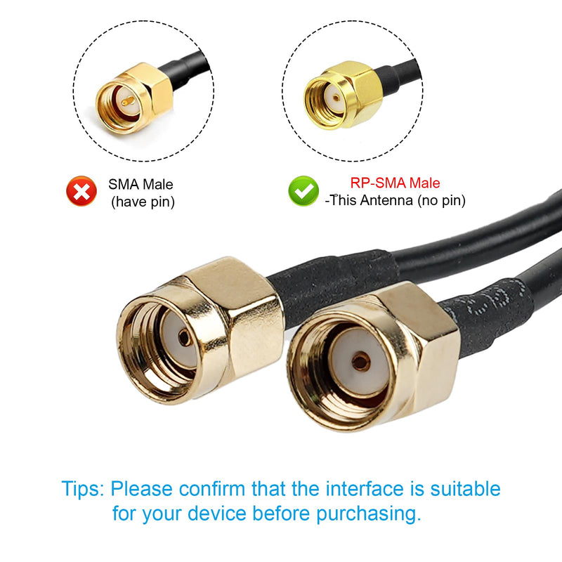 WiFi Antenna with RP-SMA Male Connector 2.4G 5.8G Dual Band 6dBi WiFi Antenna Magnetic Base 1.2m Cable for Wireless Router WiFi Network Card