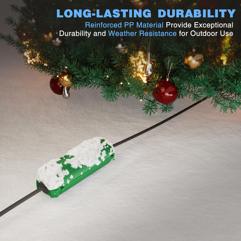 Flemoon [6 Pack] Outdoor Extension Cord Safety Cover with Waterproof Seal, Weatherproof Electrical Connection Box to Protect Outdoor Outlet, Plug, Socket, Christmas Holiday Decoration Light, Green Small Box: 5.3" L x 2" W x 2" H 6