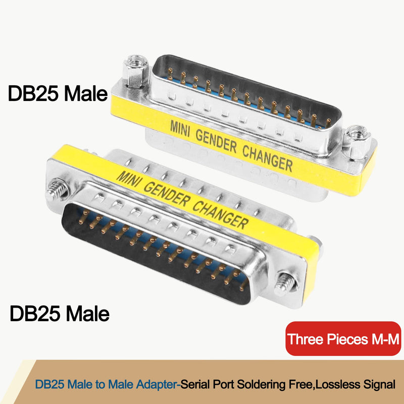 MEIRIYFA DB25 25 Pin Gender Changer D-SUB 25Pin Coupler Serial Cable Gender Changer RS232 VGA Adapter Connetor for Applications Pack of 2 (Male to Male) Male to Male