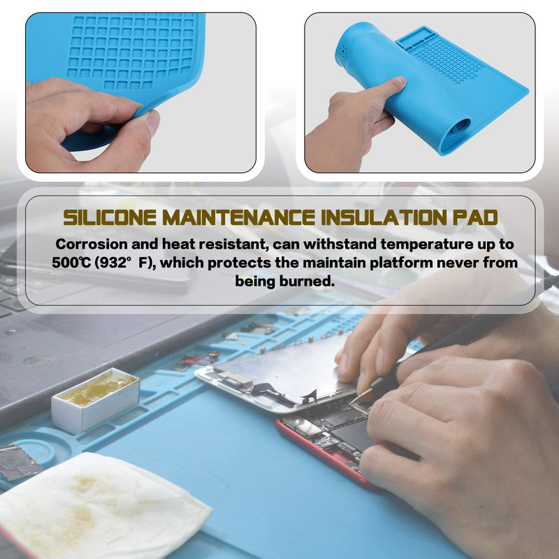 Moendergo Magnetic Silicone Soldering Mat 500°C Heat Resistant Work Repair Mat Electronics Soldering Anti-Static Mat for Soldering Guns Soldering Welding Heat Guns (350mm x 250mm)
