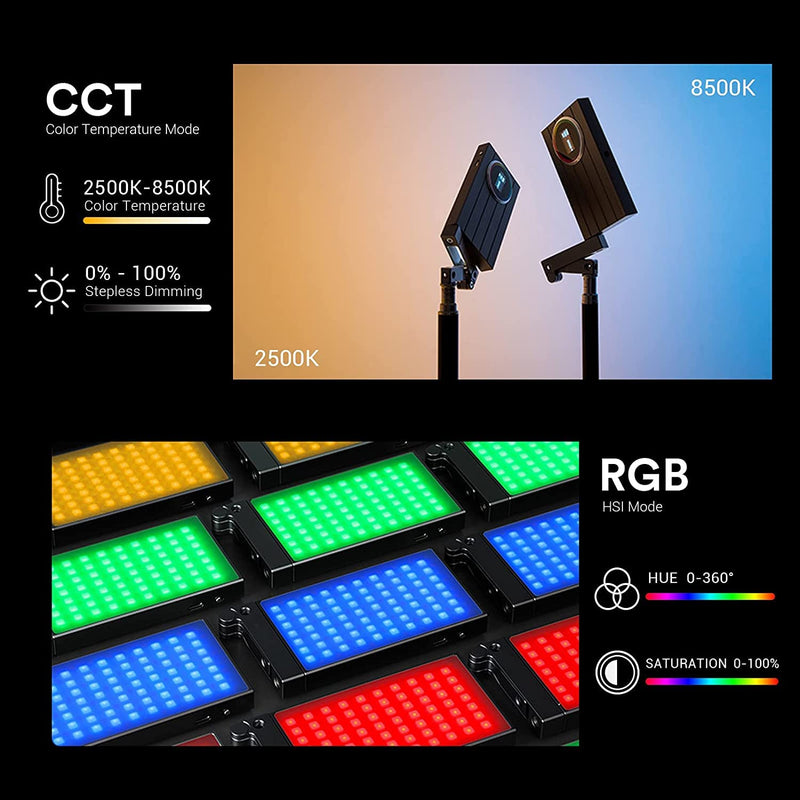 Godox M1 RGB LED Full Color Video Light,Pocket Size RGB Mini Video Light，13W 2500k-8500k Adjustable,CRI97 TLCT97,Music Beats Light Function and 40 FX Lighting Effects with Aluminum Alloy Shell(Gray) Gray