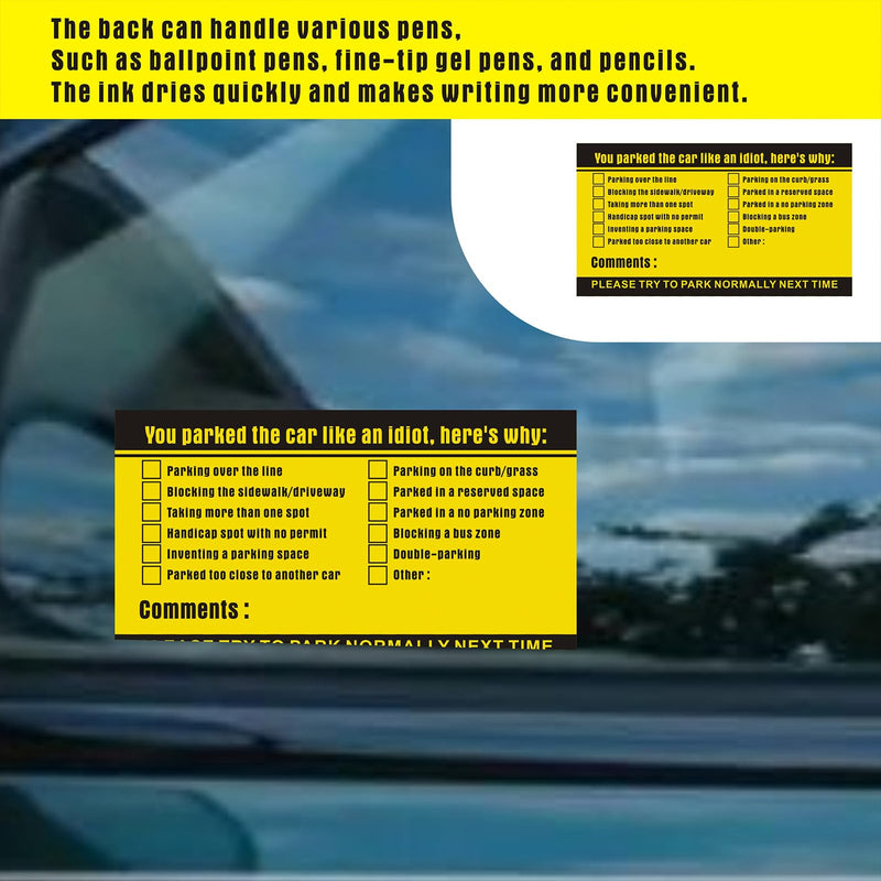 160 Pieces Bad Parking Cards You Parked Like an Idiot Cards Bad Parking Stickers Funny Parking Violation Cards with Multi Violation Reasons 3.5 x 2 Inches