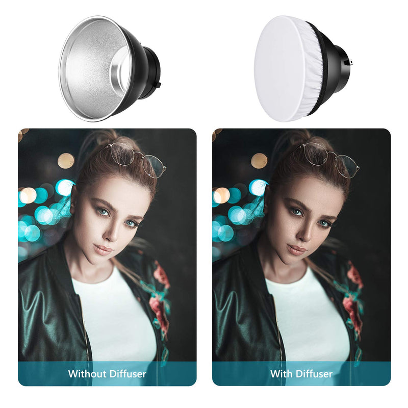 Neewer Standard Reflector 7 inches/18 Centimeters Soft Diffuser with 20/40/60 Degree Honeycomb Grid for Bowens Mount Studio Flash Strobe Light Monolight 20/40/60 Degree+diffuser