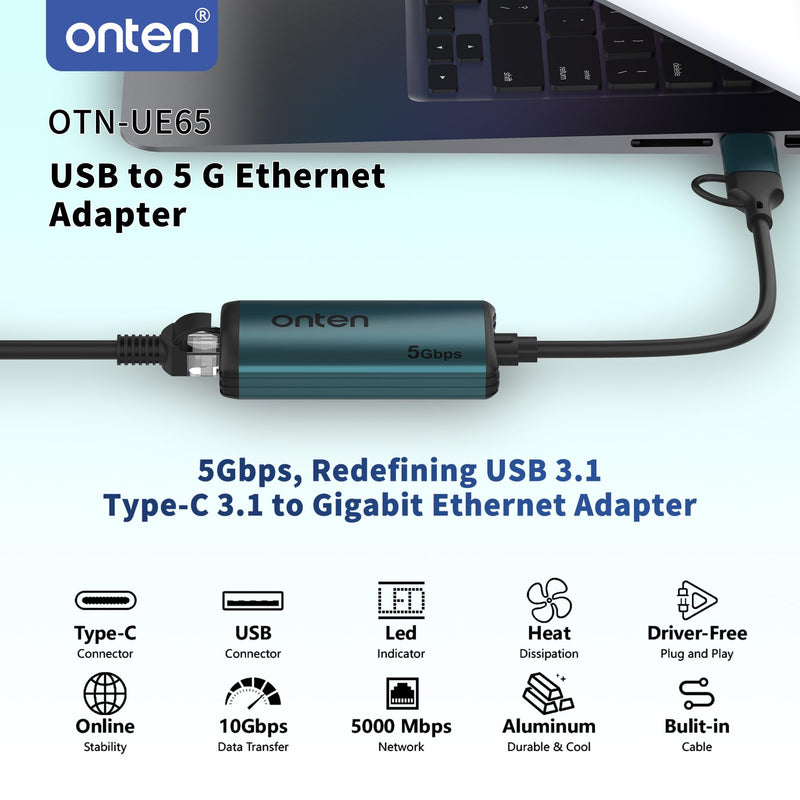 USB-C to Ethernet Adapter - 5Gbps High-Speed,USB-A to RJ45 5000Mbps Ethernet LAN Network Adapter Thunderbolt 4/3 Compatible, for iPhone 15 Pro/Max, MacBook Pro/Air 2023, iPad Pro,iMac and More（5G