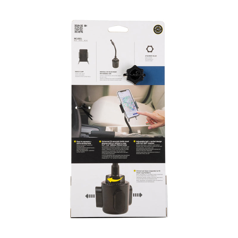 Nite Ize SUCH-01-R8 Squeeze Universal, Car iPhone, Samsung Galaxy Edge/Fold, Huawei, Google Pixel, Fits Virtually Any Phone Cup Holder Mount, Black