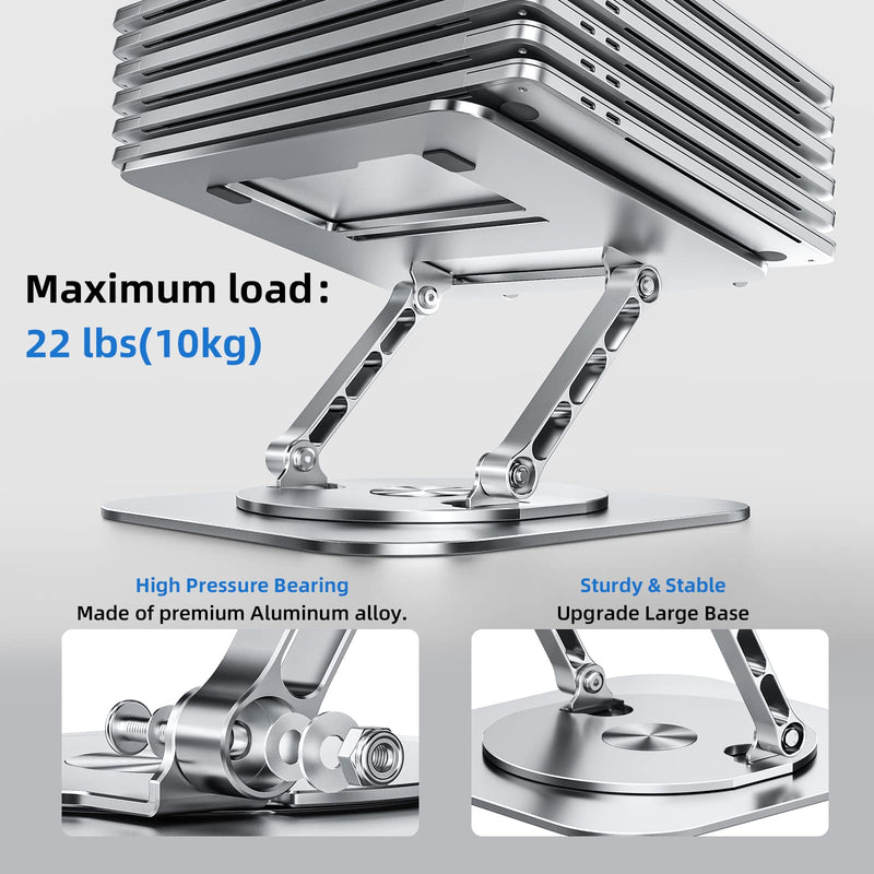MCHOSE Laptop Stand with 360° Rotating Base, Foldable Adjustable Computer Holder, Ergonomic Design Compatible with MacBook Air Pro, Dell XPS, HP, Lenovo More 10-17" (A-Silver) A-Silver