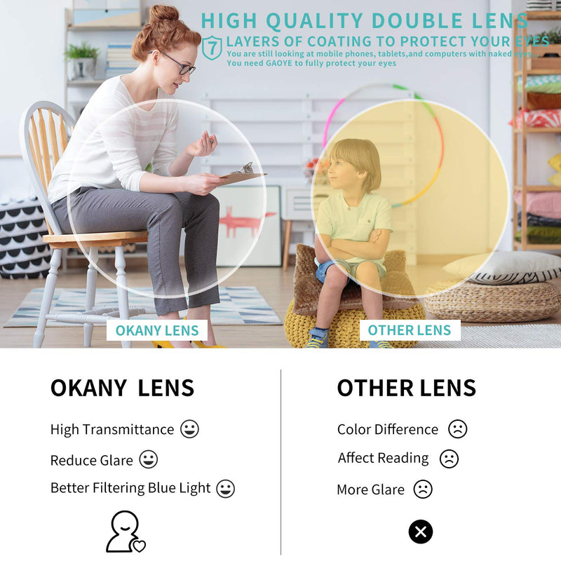 Okany Blue Light Glasses for Kids 3 Pack Anti Glare & Eye Strain Glasses Computer TV Phone Tablets UV Protection Glasses for Kids Boys Girls Age 3-12 (Black + Transparent + Pink)