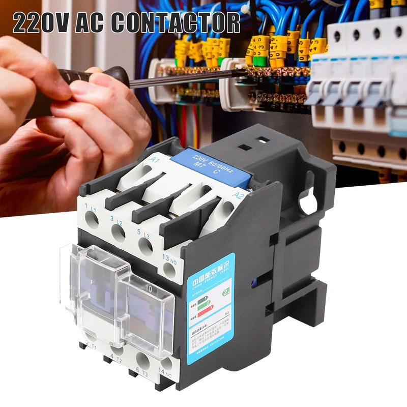 AC Contactor 220V 32A, CJX2-3210 High Sensitive Industrial Electrical Contactor AC Power Contactor, Motor Starter Relay, Electric AC Contactor for Rail Mounting
