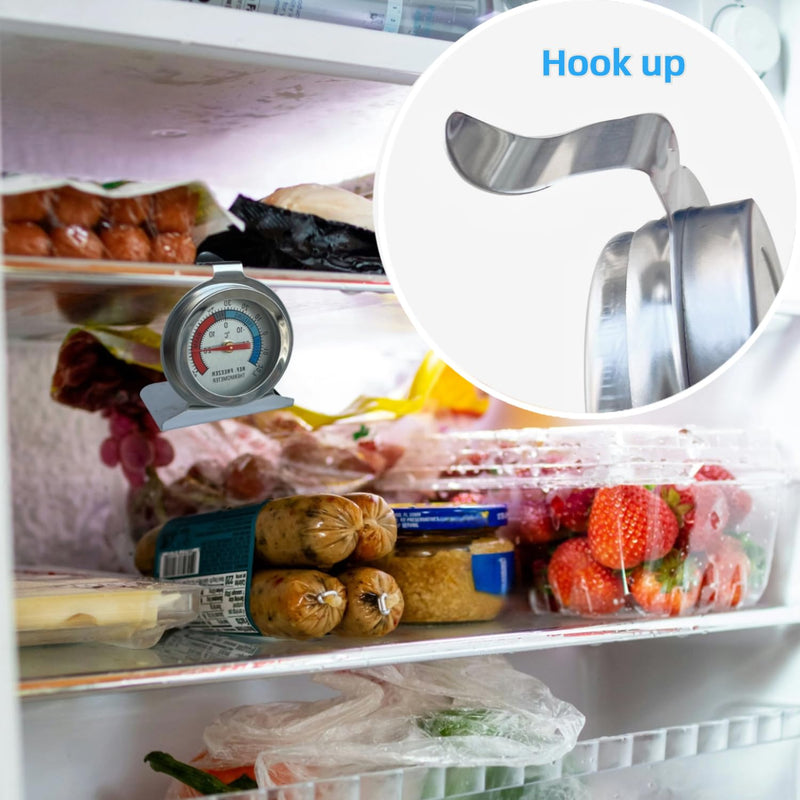 10 Pack Refrigerator Freezer Thermometer, Classic Series Stainless Steel Large Dial Thermometer for Refrigerator Fridge Freezer Cooler 10